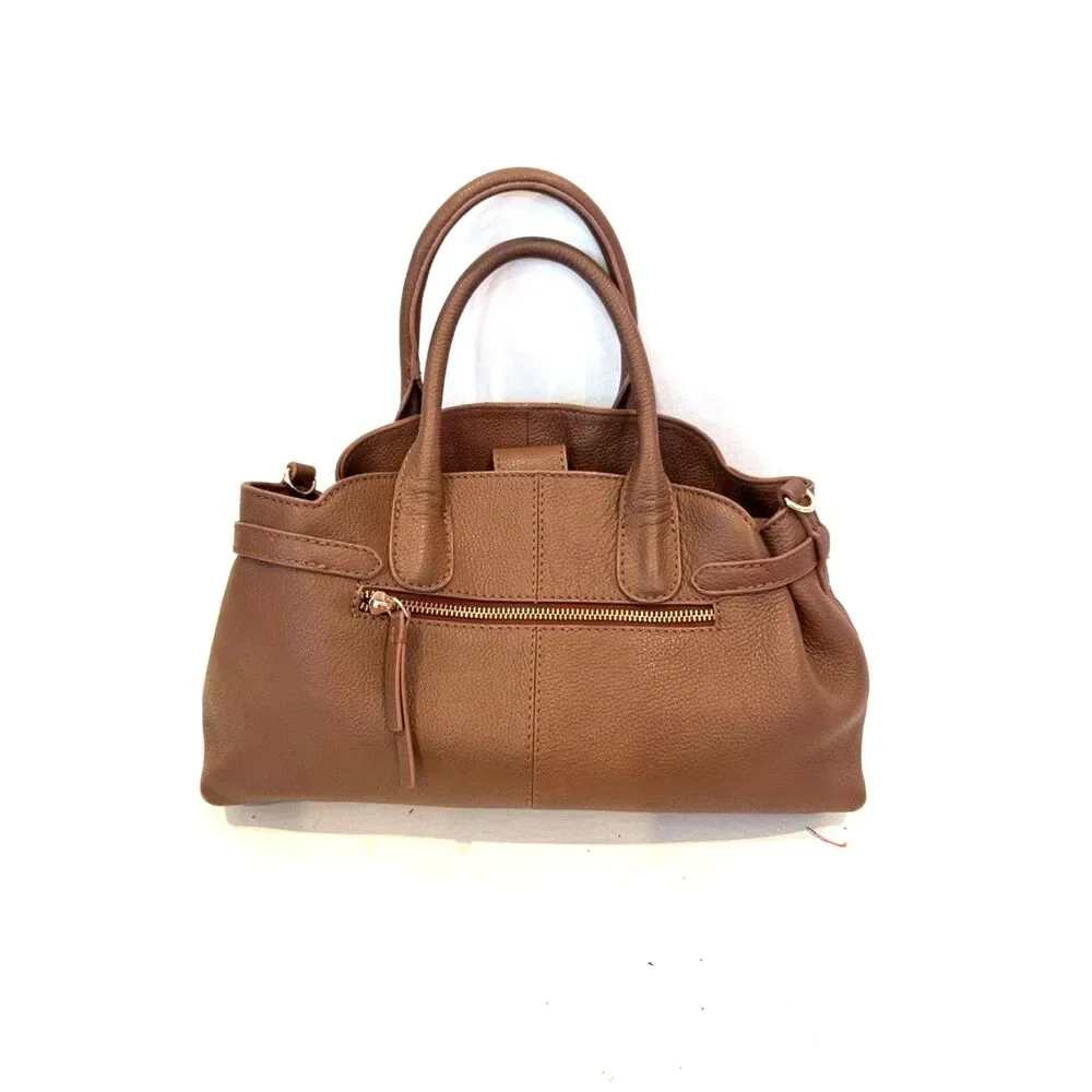 Genuine Leather Brown Satchel Handbag